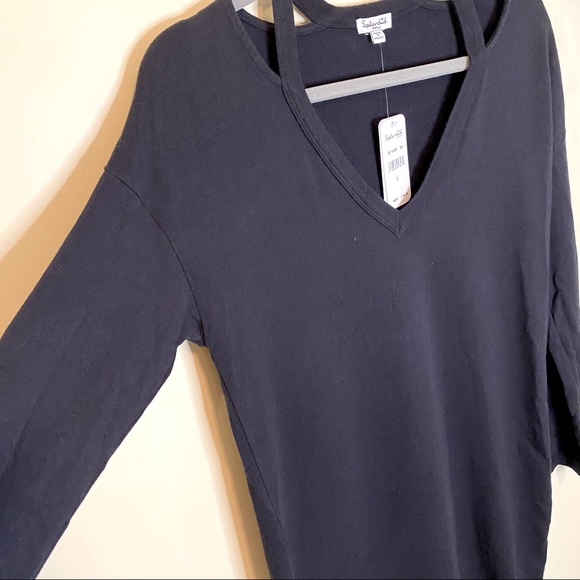 NWT SPLENDID Black Long Sleeve Cotton Dress Sz S - Picture 3 of 8